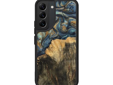 Galaxy S22 Wood Phone Case - Devinne (Teal & Gold, 744649) Fashion