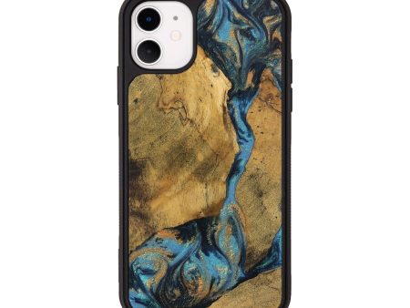 iPhone 11 Wood Phone Case - Bharat (Teal & Gold, 744910) Fashion