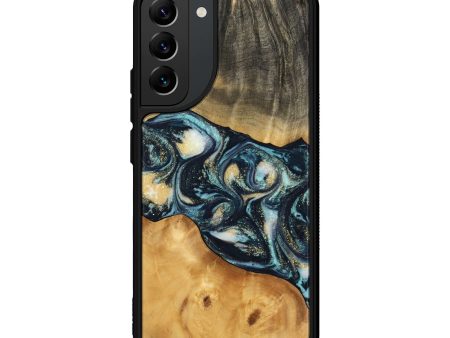 Galaxy S22 Plus Wood Phone Case - Berna (Teal & Gold, 744707) Cheap