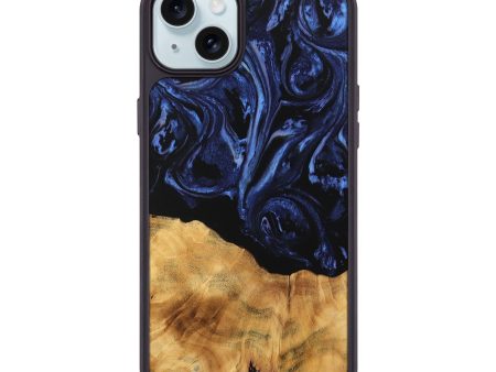 iPhone 15 Plus Wood Phone Case - Samual (Blue, 744559) Sale