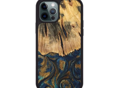 iPhone 12 Pro Wood Phone Case - Trinity (Teal & Gold, 744468) For Cheap