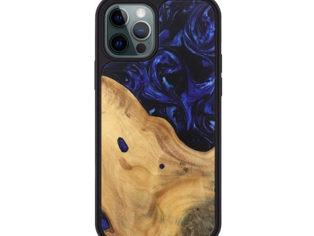 iPhone 12 Pro Wood Phone Case - Selva (Blue, 744413) Hot on Sale