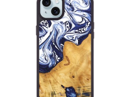 iPhone 15 Plus Wood Phone Case - Erda (Blue, 744842) Fashion