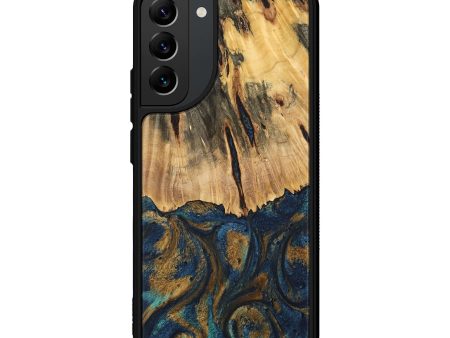 Galaxy S22 Plus Wood Phone Case - Trinity (Teal & Gold, 744468) For Sale