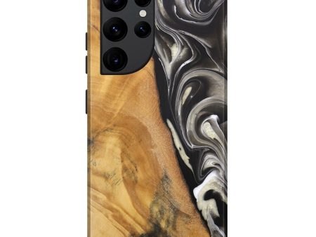 Galaxy S22 Ultra Wood Live Edge Phone Case - Jester (Black & White, 744378) For Sale