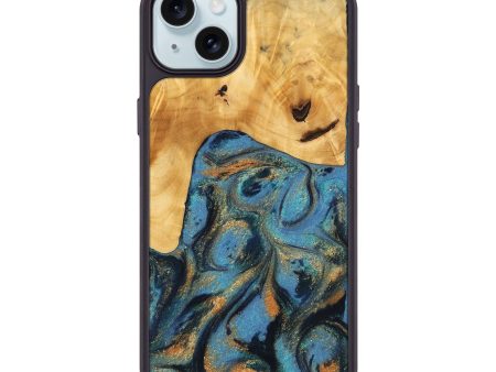 iPhone 15 Plus Wood Phone Case - Paul (Teal & Gold, 744911) For Discount