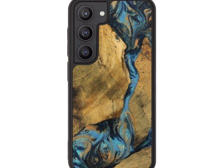 Galaxy S23 Wood Phone Case - Bharat (Teal & Gold, 744910) For Sale