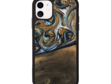 iPhone 11 Wood Phone Case - Magen (Teal & Gold, 744075) Online