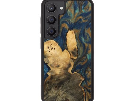 Galaxy S23 Wood Phone Case - Beverly (Teal & Gold, 744391) For Sale