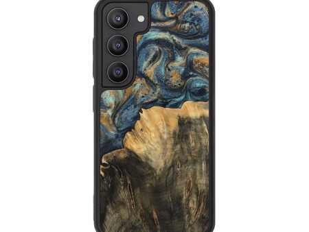 Galaxy S23 Wood Phone Case - Devinne (Teal & Gold, 744649) For Cheap