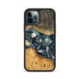 iPhone 12 Pro Wood Phone Case - Berna (Teal & Gold, 744707) on Sale