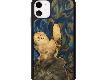 iPhone 11 Wood Phone Case - Beverly (Teal & Gold, 744391) For Discount