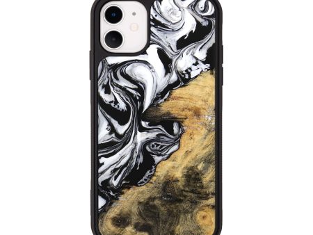 iPhone 11 Wood Phone Case - Abbe (Black & White, 744829) For Sale