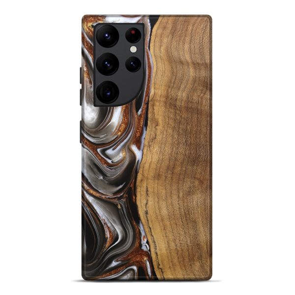 Galaxy S22 Ultra Wood Live Edge Phone Case - Clint (Black & White, 744796) Fashion