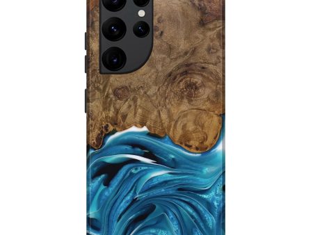 Galaxy S22 Ultra Wood Live Edge Phone Case - Donia (Blue, 744776) Online Sale