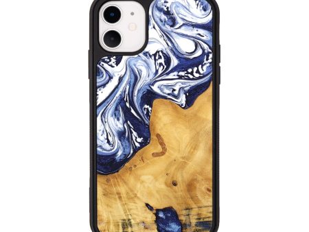 iPhone 11 Wood Phone Case - Erda (Blue, 744842) Cheap