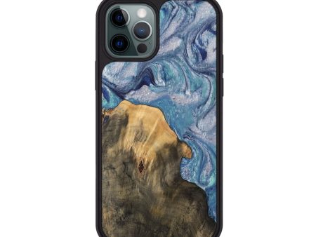 iPhone 12 Pro Wood Phone Case - Petrina (Blue, 744548) Fashion