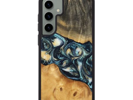 Galaxy S24 Plus Wood Phone Case - Berna (Teal & Gold, 744707) For Sale