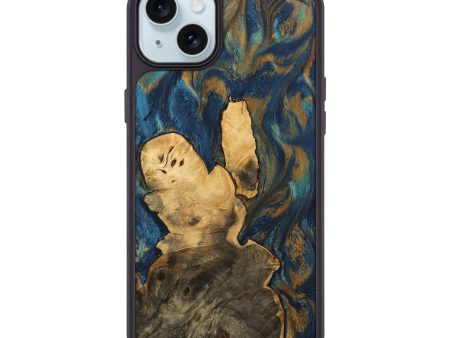 iPhone 15 Plus Wood Phone Case - Beverly (Teal & Gold, 744391) Online Sale