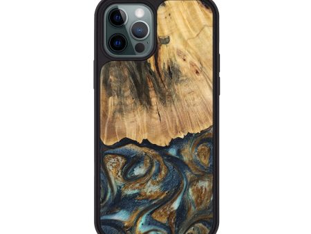 iPhone 12 Pro Wood Phone Case - Berger (Teal & Gold, 744646) Online Hot Sale