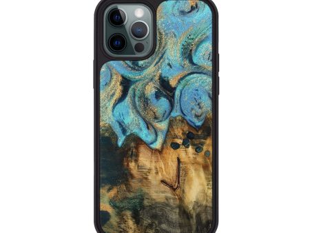 iPhone 12 Pro Wood Phone Case - Runni (Teal & Gold, 744906) For Discount