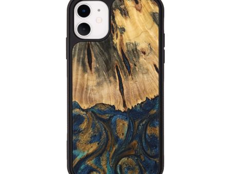 iPhone 11 Wood Phone Case - Trinity (Teal & Gold, 744468) Hot on Sale