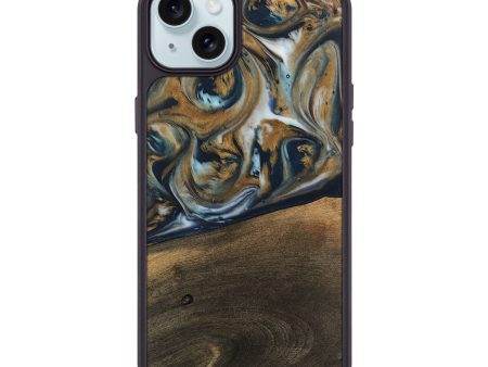 iPhone 15 Plus Wood Phone Case - Magen (Teal & Gold, 744075) Sale