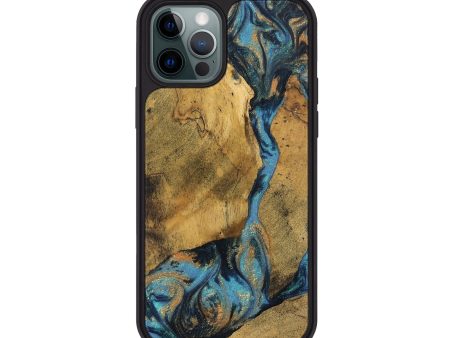 iPhone 12 Pro Wood Phone Case - Bharat (Teal & Gold, 744910) Online Hot Sale