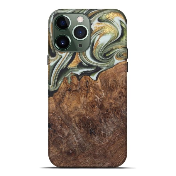 iPhone 13 Pro Max Wood Live Edge Phone Case - Malcom (Teal & Gold, 744381) Online Hot Sale