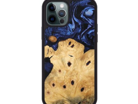 iPhone 12 Pro Wood Phone Case - Ginelle (Blue, 744634) For Sale