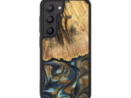 Galaxy S23 Wood Phone Case - Berger (Teal & Gold, 744646) on Sale