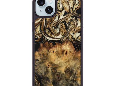 iPhone 15 Plus Wood Phone Case - Odilia (Black & White, 744810) For Sale