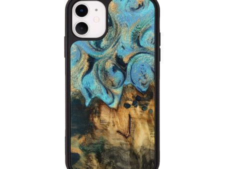 iPhone 11 Wood Phone Case - Runni (Teal & Gold, 744906) Hot on Sale