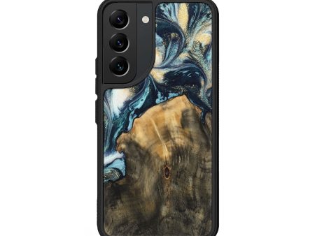 Galaxy S22 Wood Phone Case - Charo (Teal & Gold, 744713) For Sale