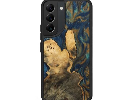 Galaxy S22 Wood Phone Case - Beverly (Teal & Gold, 744391) Supply