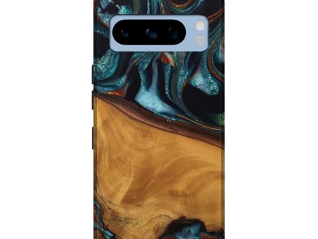 Pixel 8 Pro Wood Live Edge Phone Case - Brea (Teal & Gold, 744762) Online Sale