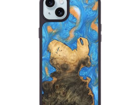 iPhone 15 Plus Wood Phone Case - Daniela (Teal & Gold, 744434) For Discount