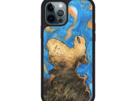 iPhone 12 Pro Wood Phone Case - Daniela (Teal & Gold, 744434) Online