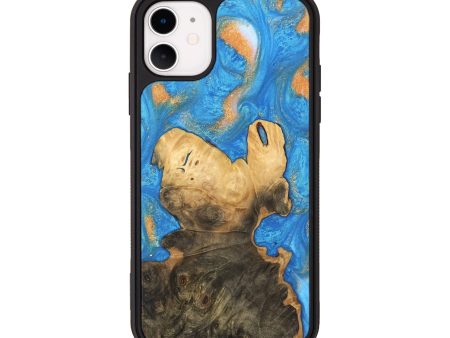 iPhone 11 Wood Phone Case - Daniela (Teal & Gold, 744434) Fashion